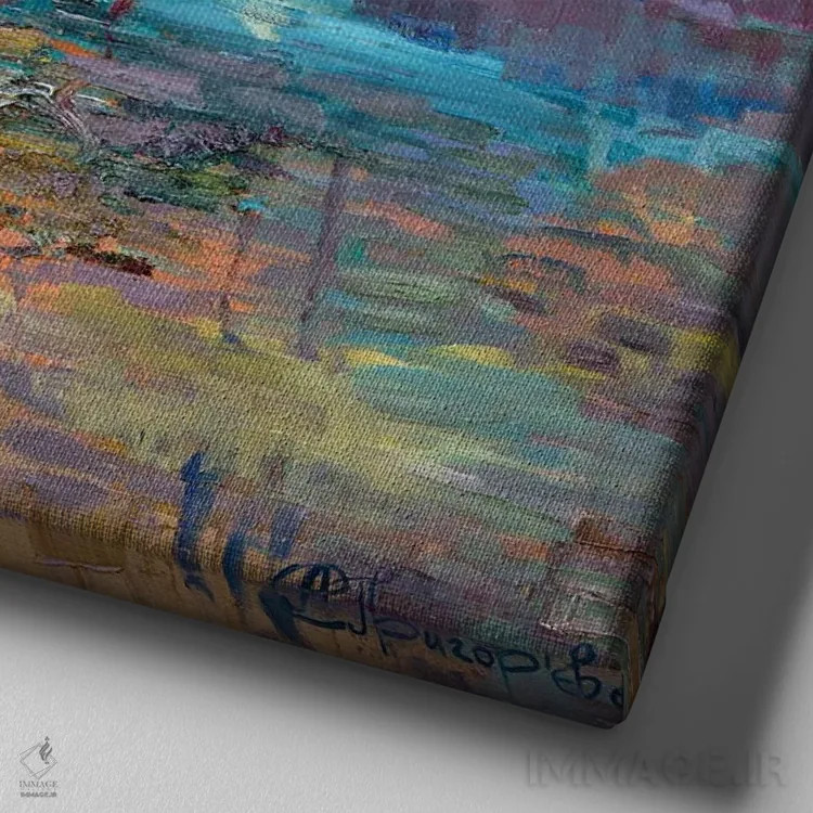 تابلو عصر اِسپیز (شهری در سوئیس) اثر آناستاسیا گریگوریوا - نمای نزدیک بافت بوم