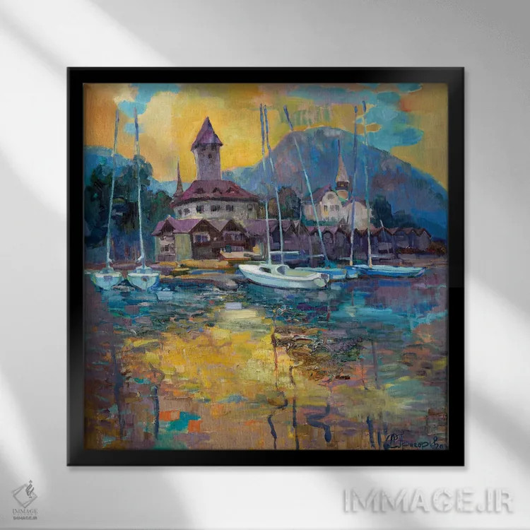 تابلو عصر اِسپیز (شهری در سوئیس) اثر آناستاسیا گریگوریوا - نمای قابدار مشکی