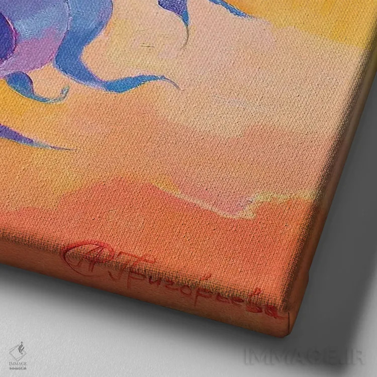 تابلو عصر با گل آفتابگردان اثر آناستاسیا گریگوریوا - نمای نزدیک بافت بوم