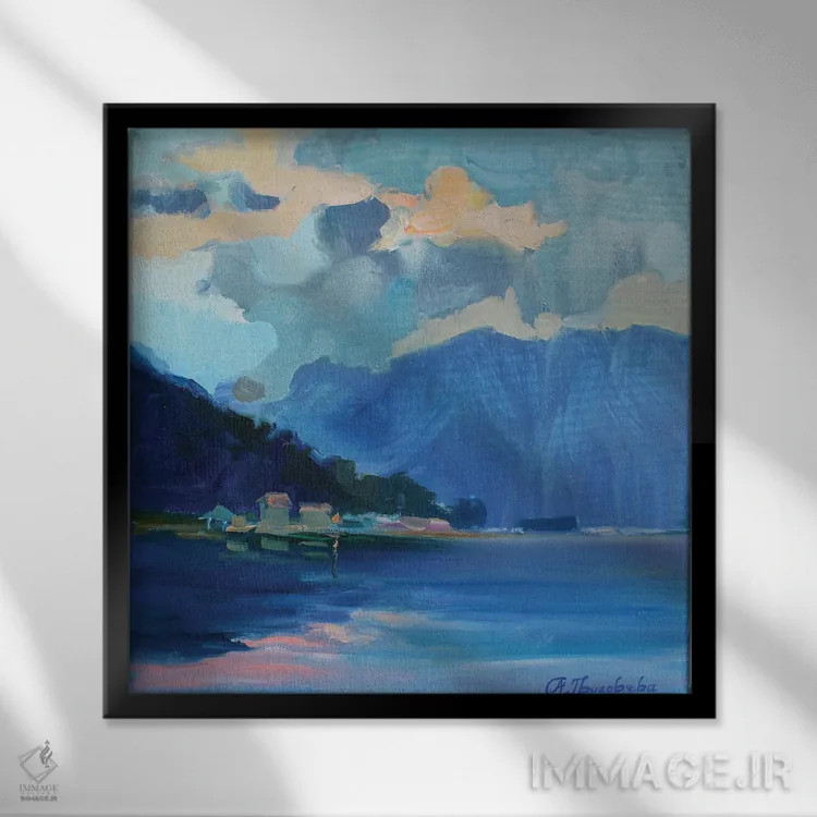 تابلو گرگ و میش بنفش اثر آناستاسیا گریگوریوا - نمای قابدار مشکی