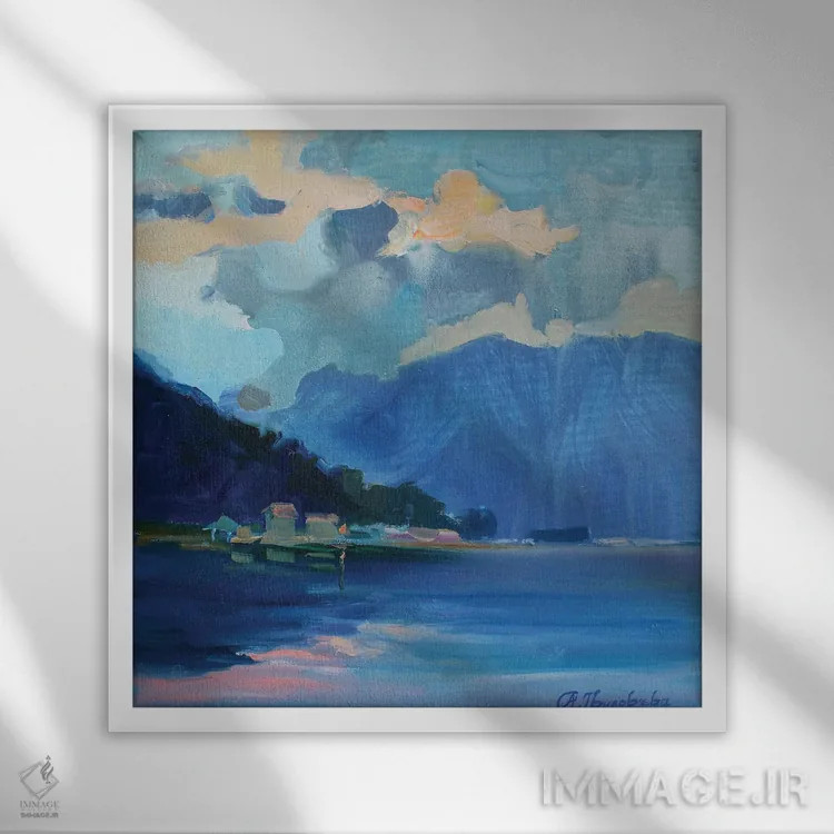 تابلو گرگ و میش بنفش اثر آناستاسیا گریگوریوا - نمای قابدار سفید