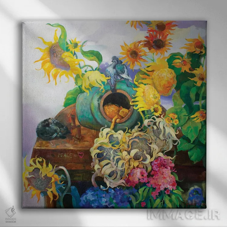 تابلو صلح، این عشق است اثر آناستاسیا گریگوریوا - نمای روبهرو روی دیوار