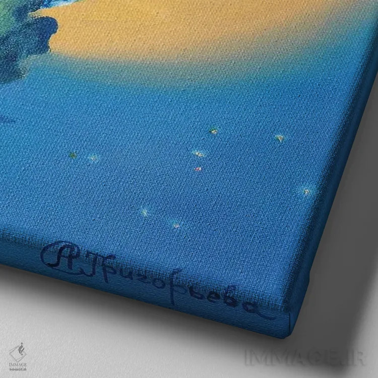 تابلو روز پیش از جنگ اثر آناستاسیا گریگوریوا - نمای نزدیک بافت بوم