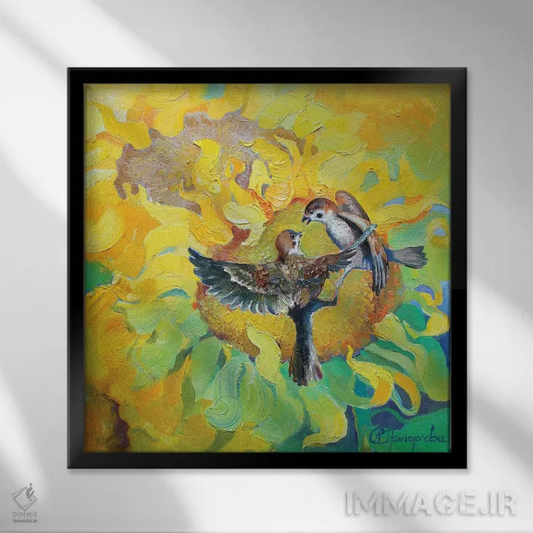 تابلو نبرد برداشت محصول اثر آناستاسیا گریگوریوا - نمای قابدار مشکی