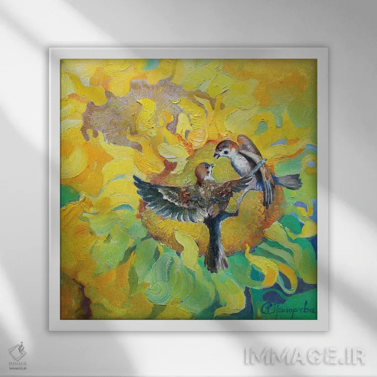 تابلو نبرد برداشت محصول اثر آناستاسیا گریگوریوا - نمای قابدار سفید