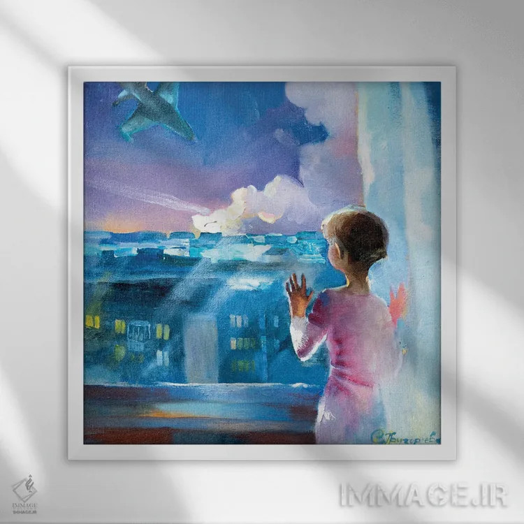 تابلو روز اول جنگ اثر آناستاسیا گریگوریوا - نمای قابدار سفید