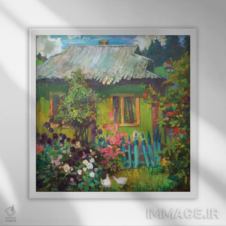 تابلو کلبه سبز در اوکراین اثر آناستاسیا گریگوریوا - نمای قابدار سفید