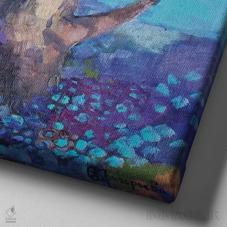 تابلو زوج اثر آناستاسیا گریگوریوا - نمای نزدیک بافت بوم