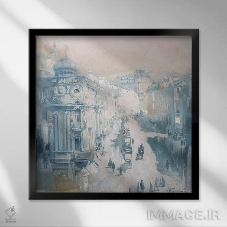 تابلو پاریس در کیف (اشاره هنری به دو شهر) اثر آناستاسیا گریگوریوا - نمای قابدار مشکی