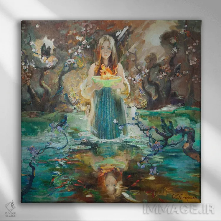 تابلو الهه الهام (موز) اثر آناستاسیا گریگوریوا - نمای روبهرو روی دیوار