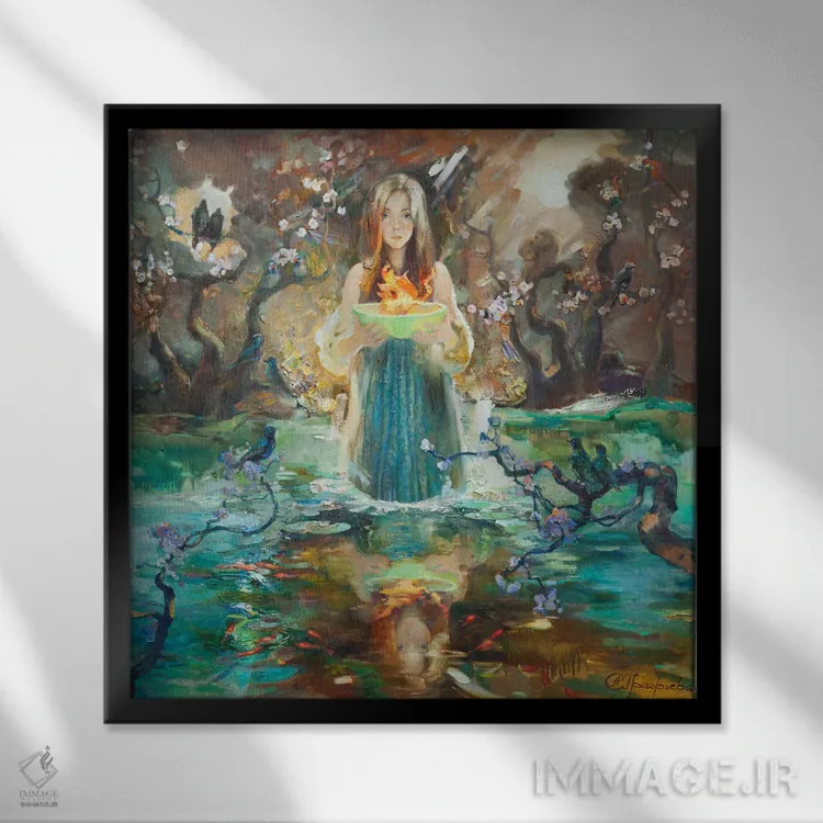 تابلو الهه الهام (موز) اثر آناستاسیا گریگوریوا - نمای قابدار مشکی