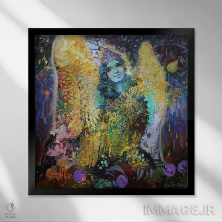 تابلو آلکونُست (پرنده اسطورهای روسی) اثر آناستاسیا گریگوریوا - نمای قابدار مشکی