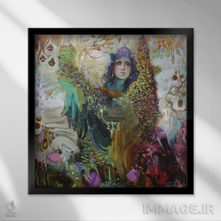 تابلو سیرین III (پرنده افسانهای) اثر آناستاسیا گریگوریوا - نمای قابدار مشکی