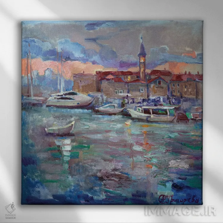 تابلو نمای دریای بودوا اثر آناستاسیا گریگوریوا - نمای روبهرو روی دیوار