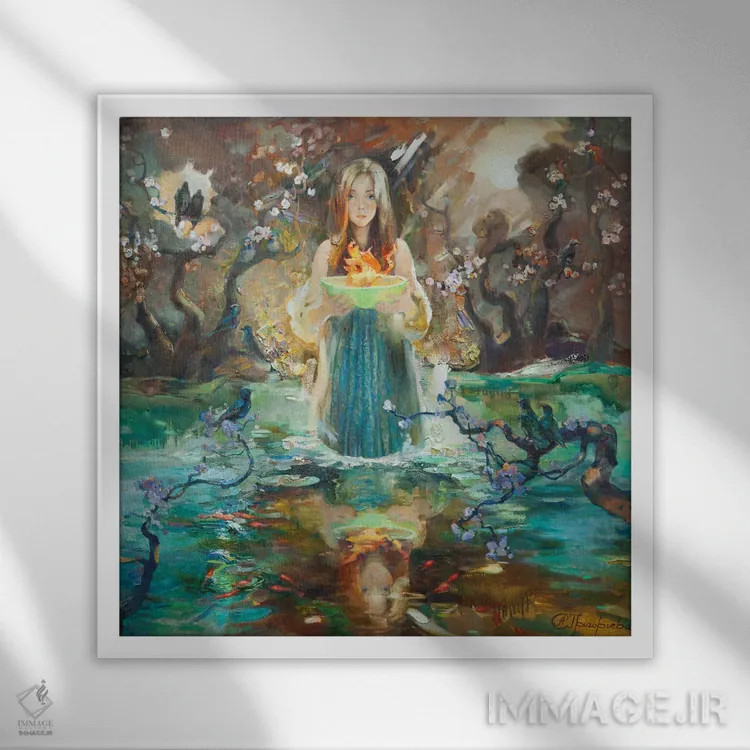 تابلو الهه الهام (موز) اثر آناستاسیا گریگوریوا - نمای قابدار سفید