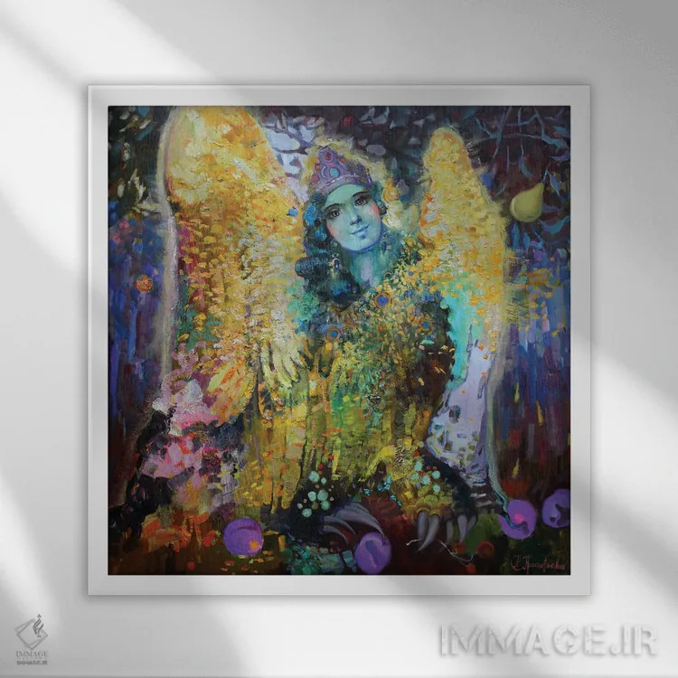 تابلو آلکونُست (پرنده اسطورهای روسی) اثر آناستاسیا گریگوریوا - نمای قابدار سفید