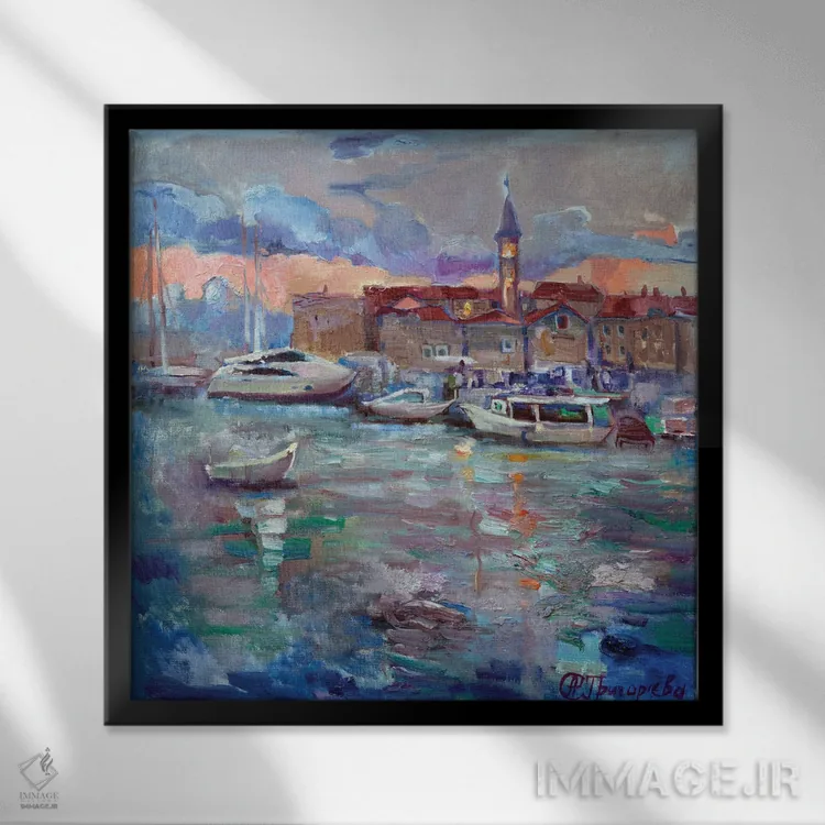 تابلو نمای دریای بودوا اثر آناستاسیا گریگوریوا - نمای قابدار مشکی