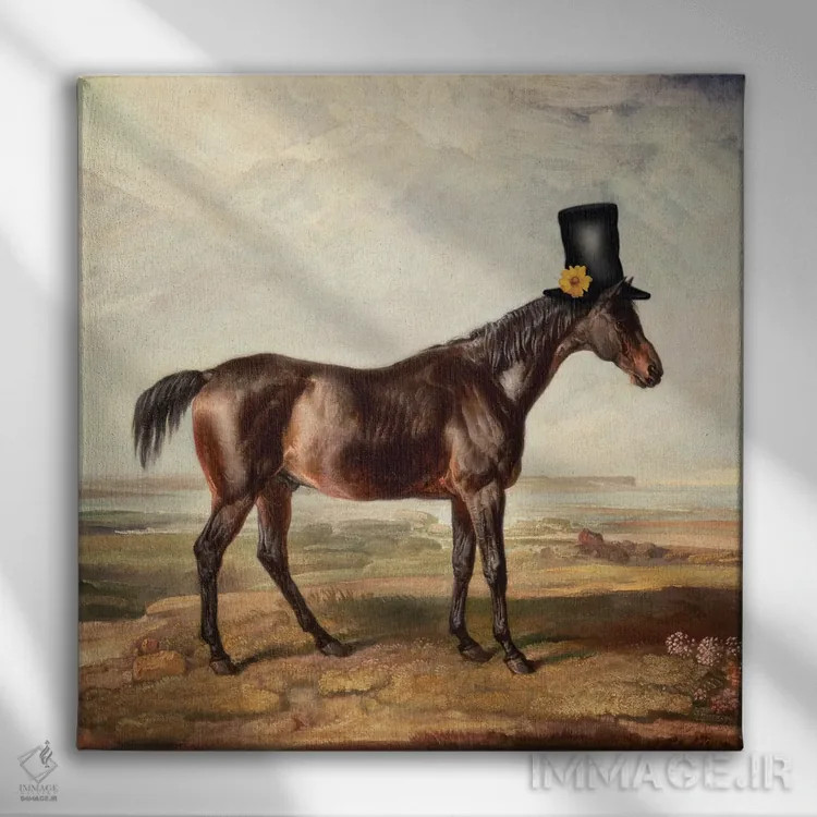 تابلو اسب با کلاه سیلندر اثر آرک و گوستز (گروه هنری) - نمای روبهرو روی دیوار