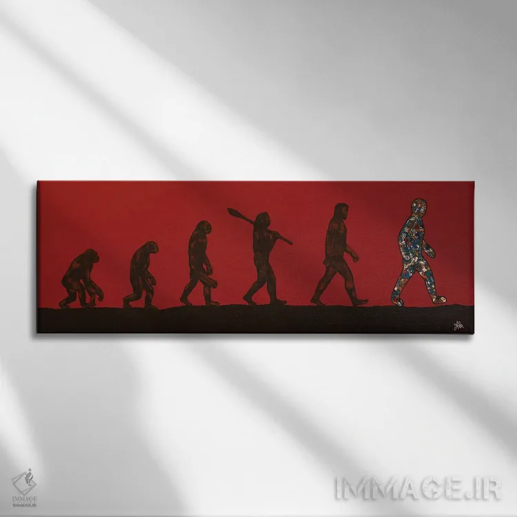 تابلو تکامل قهرمان اثر آموغ کاتیایان - نمای روبهرو روی دیوار