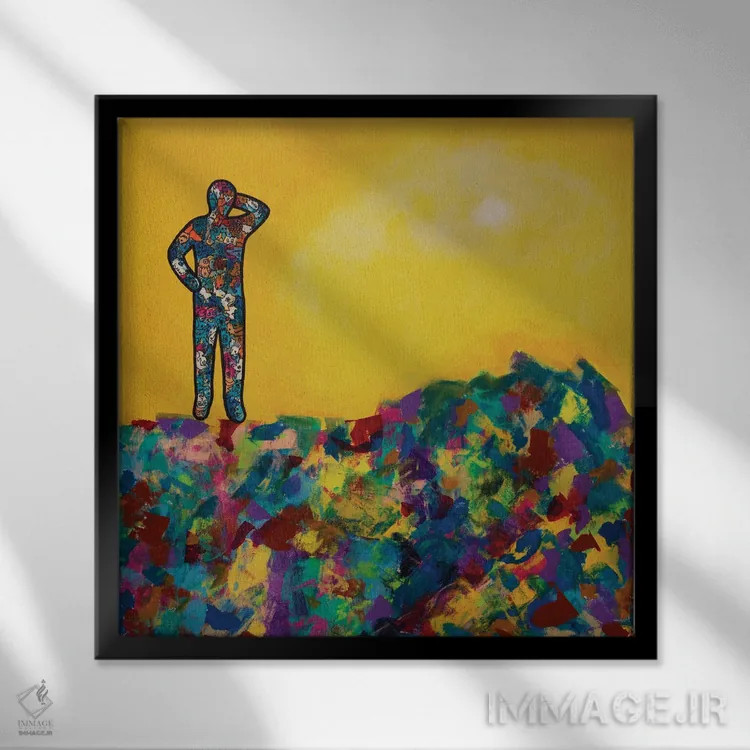 تابلو گمشده در بیابان اثر آموغ کاتیایان - نمای قابدار مشکی