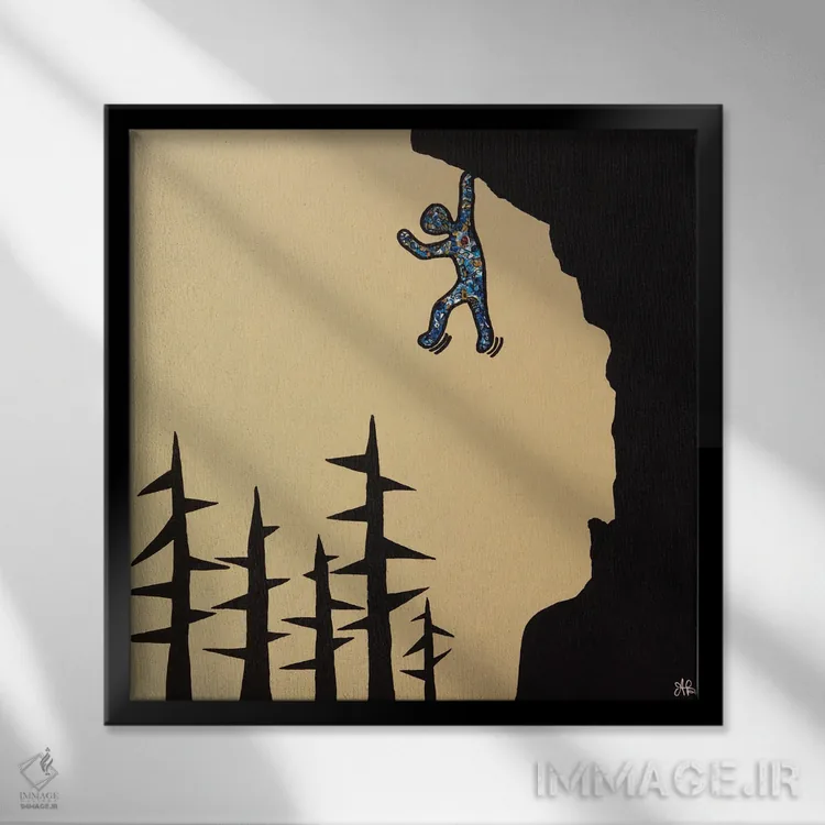 تابلو کلیفهنگر، پرده ۱ (پایان معلق) اثر آموغ کاتیایان - نمای قابدار مشکی