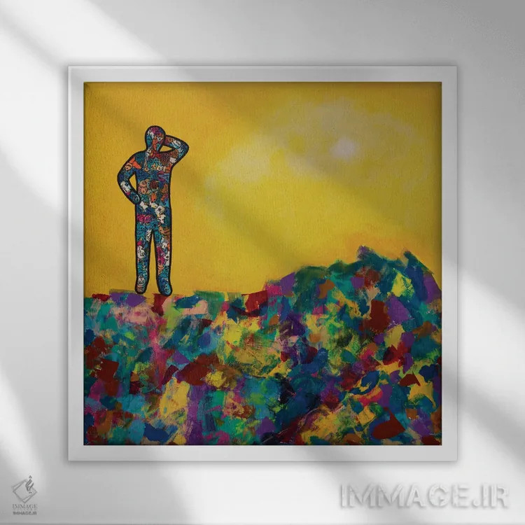 تابلو گمشده در بیابان اثر آموغ کاتیایان - نمای قابدار سفید