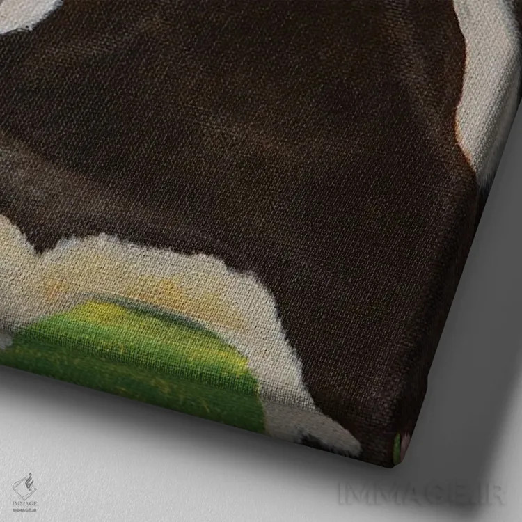 تابلو گاو کنجکاو دشت، پرده ۳ اثر آموغ کاتیایان - نمای نزدیک بافت بوم