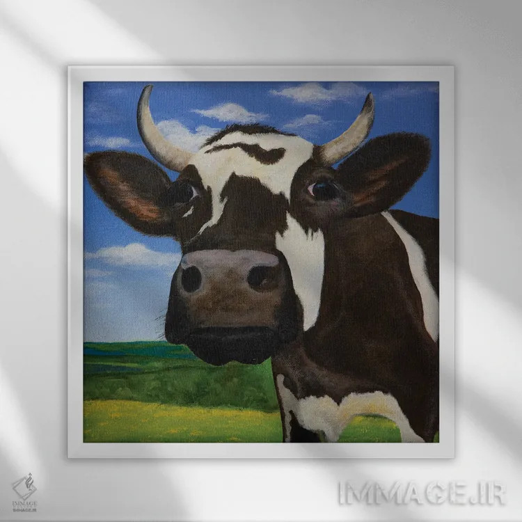 تابلو گاو کنجکاو دشت، پرده ۳ اثر آموغ کاتیایان - نمای قابدار سفید