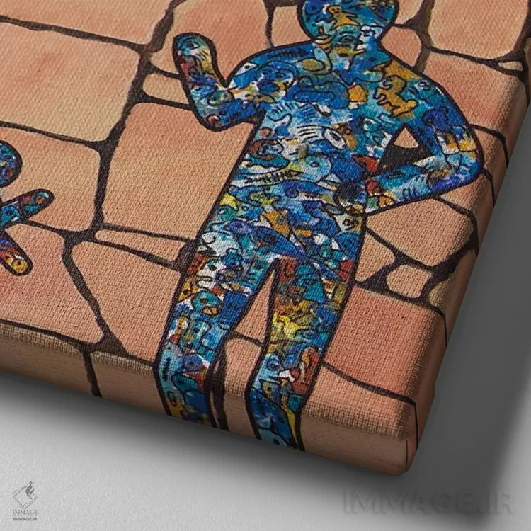 تابلو گفتوگو، پرده ۱ اثر آموغ کاتیایان - نمای نزدیک بافت بوم