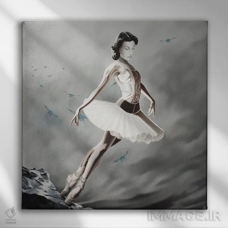 تابلو بر باد رفته (اثر معروف) اثر آلن ماگالون - نمای روبهرو روی دیوار