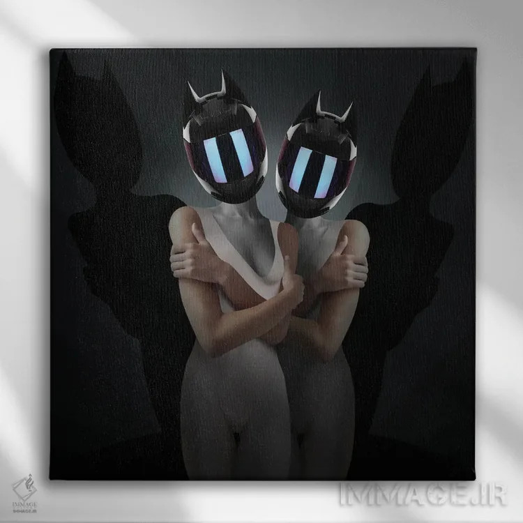 تابلو موتوگرل ۱ (دختر موتور سوار) اثر آلن ماگالون - نمای روبهرو روی دیوار