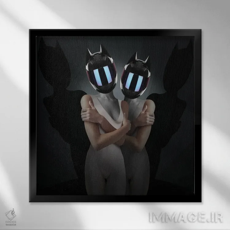 تابلو موتوگرل ۱ (دختر موتور سوار) اثر آلن ماگالون - نمای قابدار مشکی