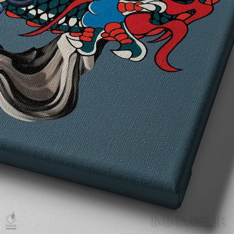 تابلو اژدها اثر آلن ماگالون - نمای نزدیک بافت بوم