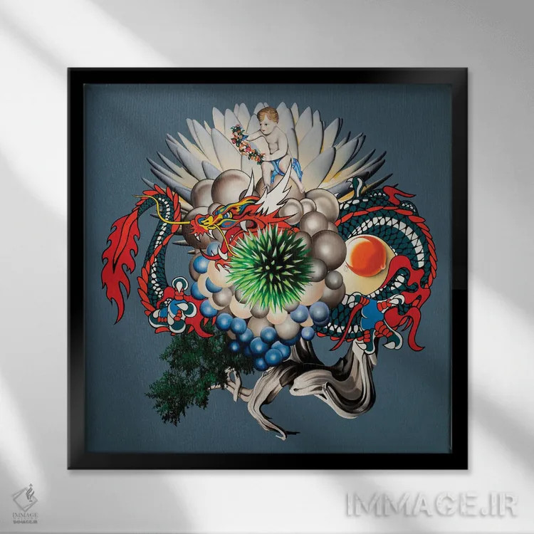 تابلو اژدها اثر آلن ماگالون - نمای قابدار مشکی