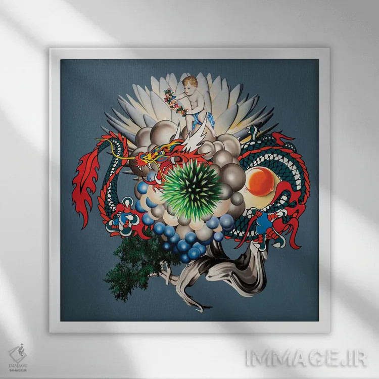 تابلو اژدها اثر آلن ماگالون - نمای قابدار سفید