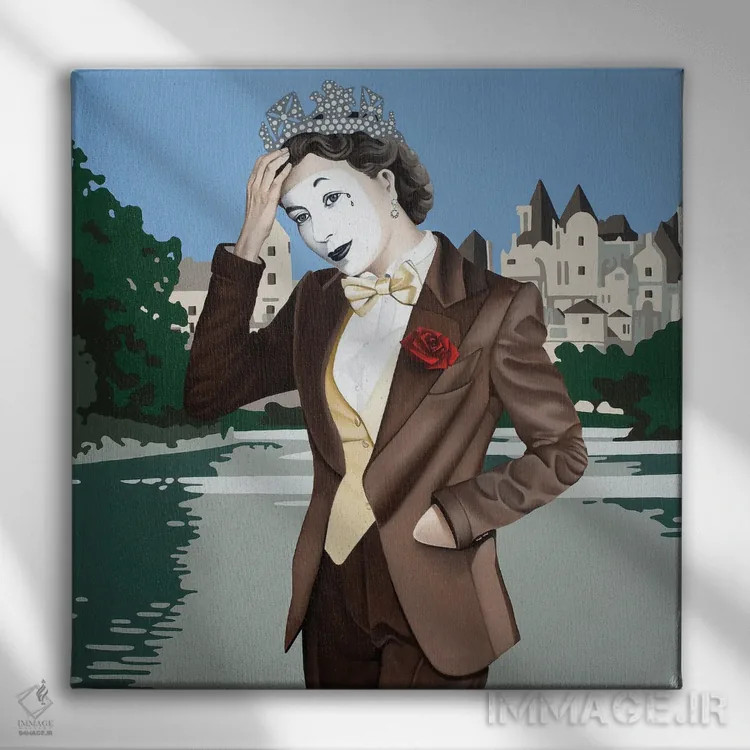 تابلو کارناوال ماسکدار (یا: رژه نقابها) اثر آلن ماگالون - نمای روبهرو روی دیوار