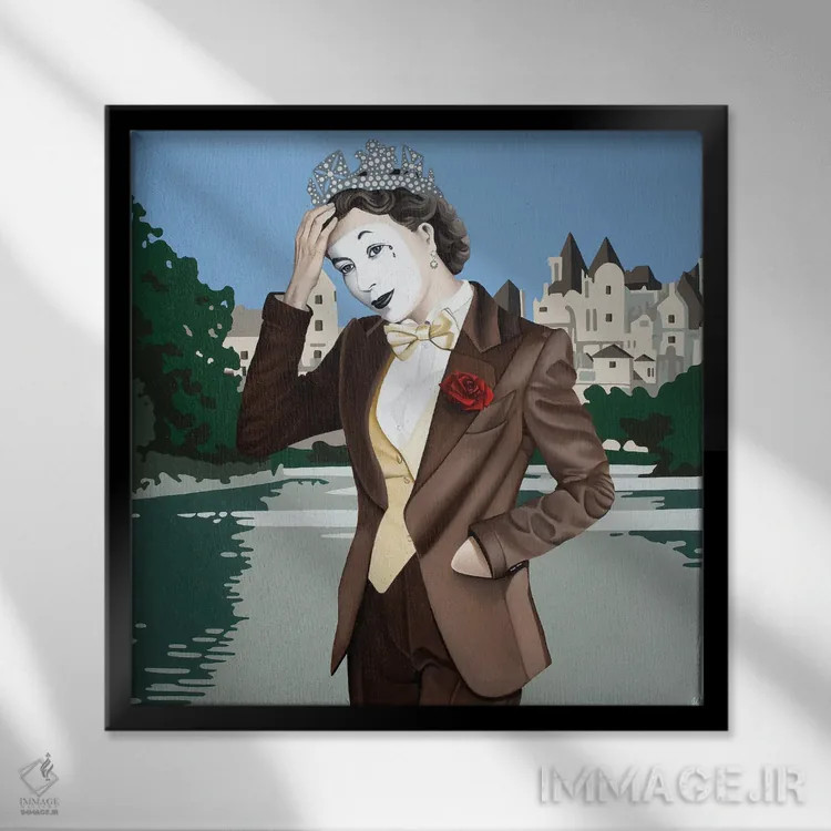 تابلو کارناوال ماسکدار (یا: رژه نقابها) اثر آلن ماگالون - نمای قابدار مشکی