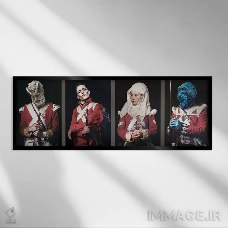 تابلو سربازان اثر آلن ماگالون - نمای قابدار مشکی