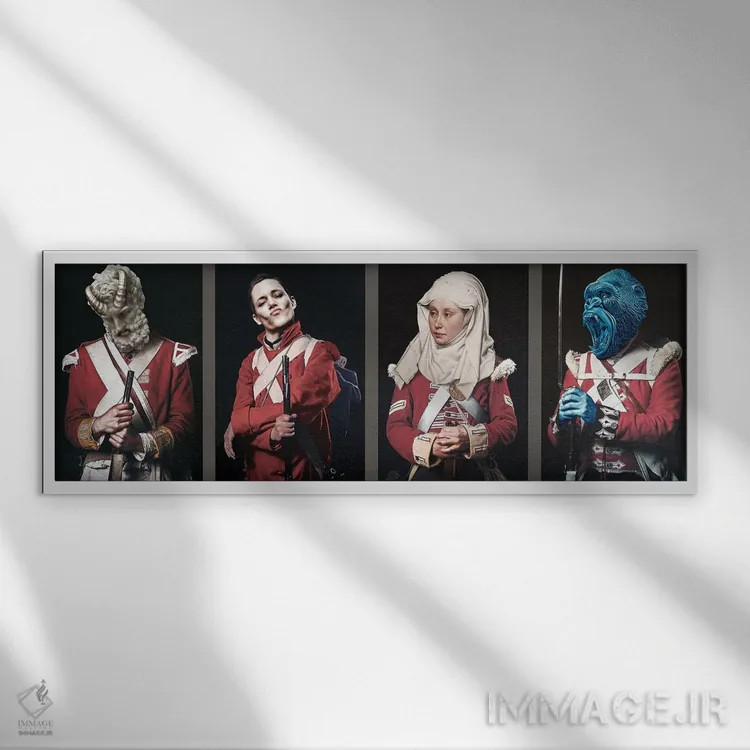 تابلو سربازان اثر آلن ماگالون - نمای قابدار سفید