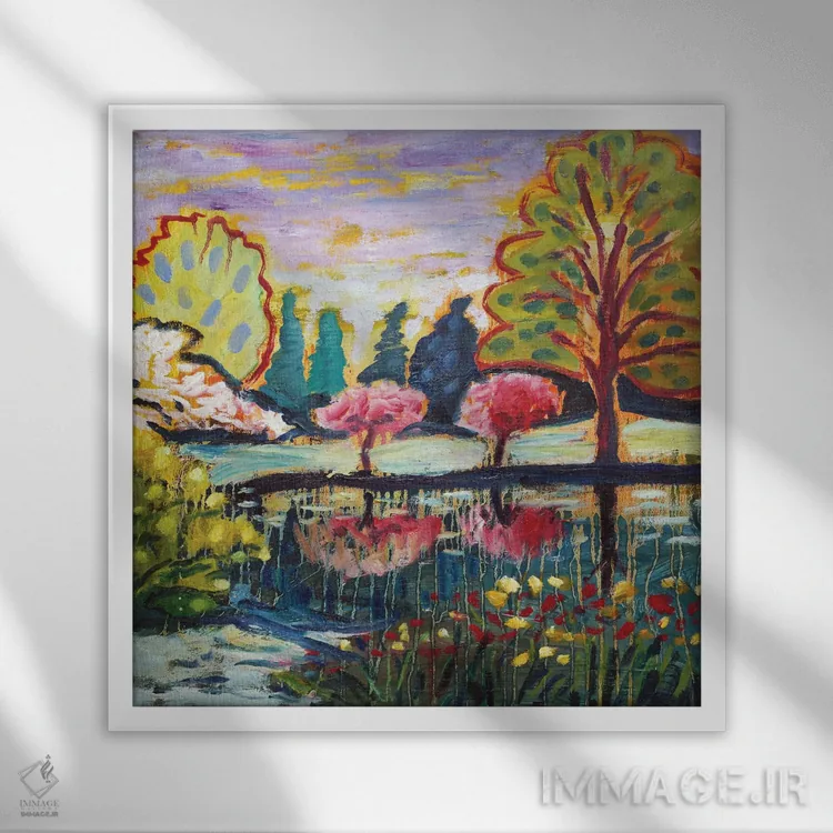 تابلو باغ رؤیایی چهاردهم اثر آنتئو گرمی - نمای قابدار سفید