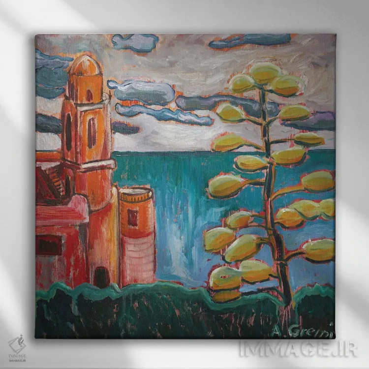 تابلو حال و هوای مدیترانهای (قسمت دوم) اثر آنتئو گرمی - نمای روبهرو روی دیوار