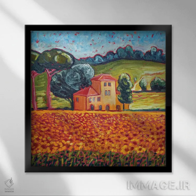 تابلو توسکانی زیبا اثر آنتئو گرمی - نمای قابدار مشکی