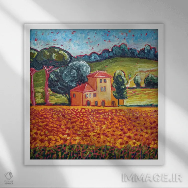 تابلو توسکانی زیبا اثر آنتئو گرمی - نمای قابدار سفید