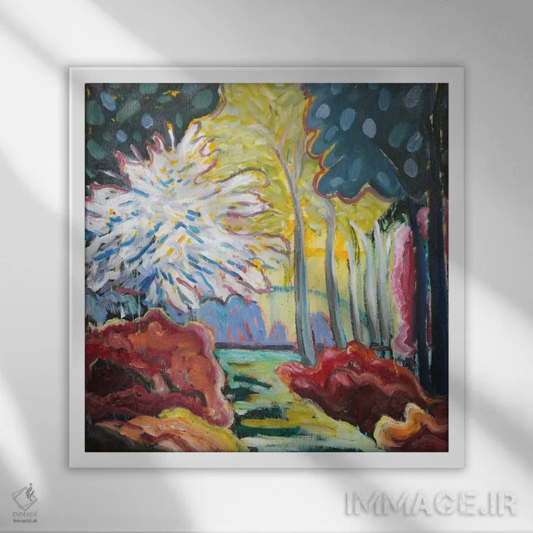 تابلو باغ رؤیایی نوزدهم اثر آنتئو گرمی - نمای قابدار سفید