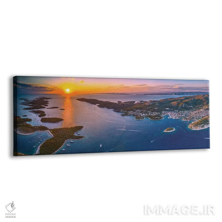 تابلو پانورامای غروب شهر کوچک هوار از نمای بالا، کرواسی اثر الکس جی پرز - نمای پرسپکتیو محصول
