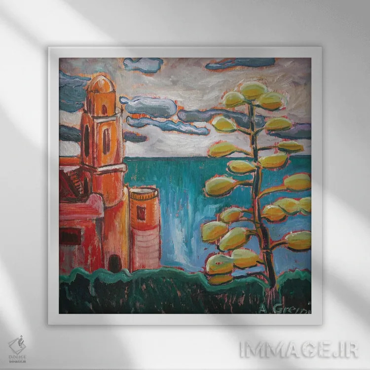 تابلو حال و هوای مدیترانهای (قسمت دوم) اثر آنتئو گرمی - نمای قابدار سفید