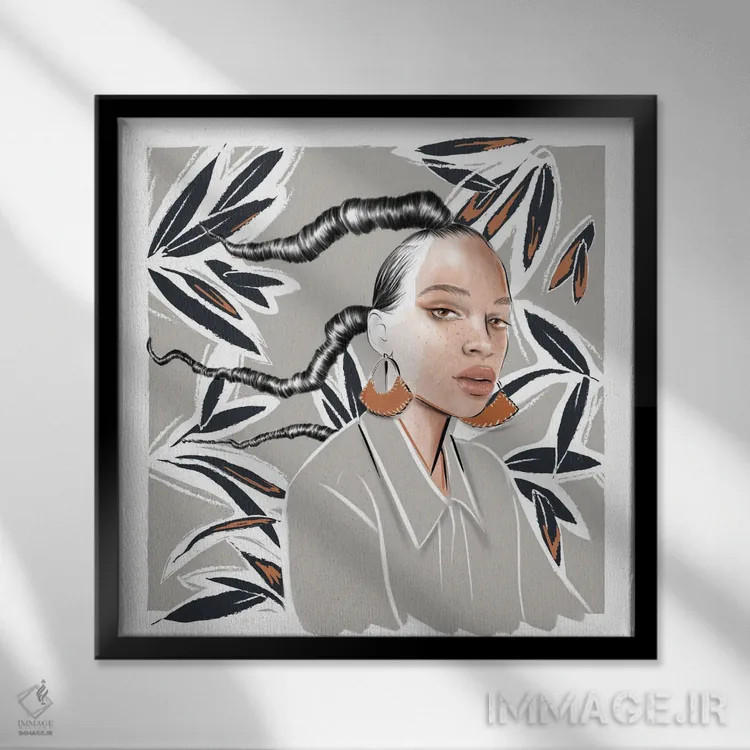 تابلو دختر با گوشواره اثر آگاتا سدراک - نمای قابدار مشکی