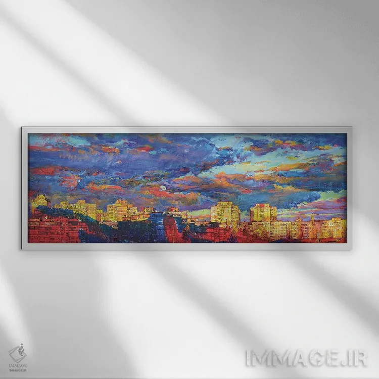 تابلو غروب در شهر اثر اندریی کوتساچنکو - نمای قابدار سفید