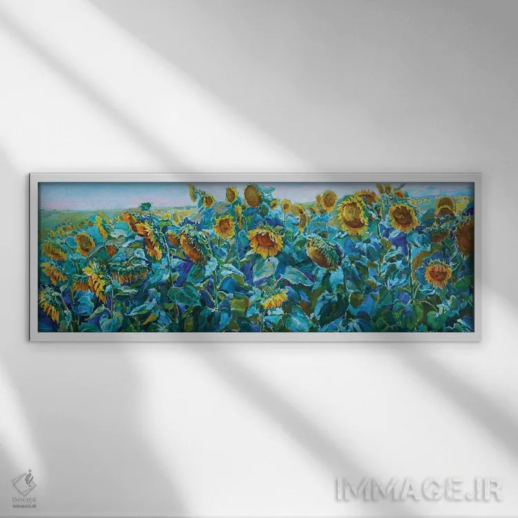 تابلو آفتابگردانهای درخشان اثر اندریی کوتساچنکو - نمای قابدار سفید