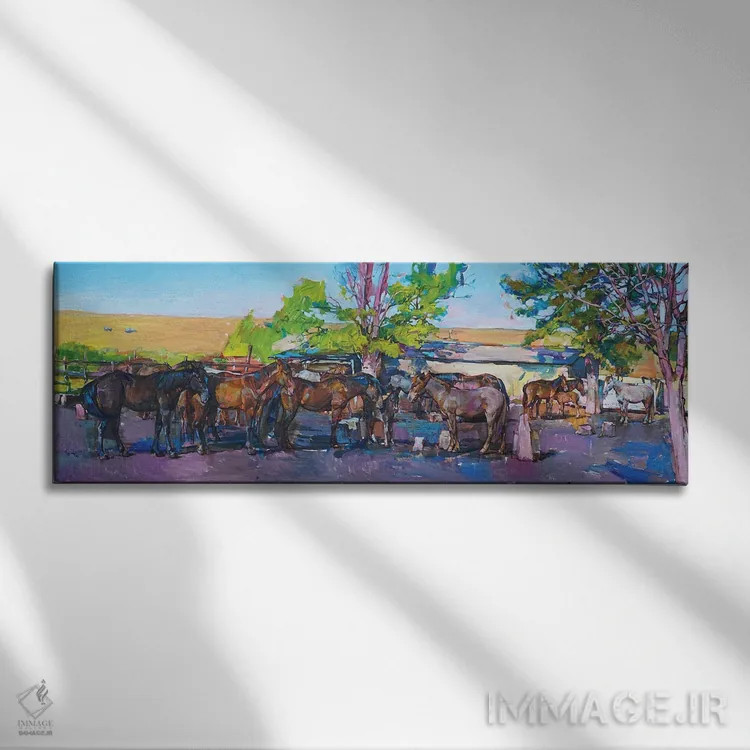 تابلو اسبها اثر اندریی کوتساچنکو - نمای روبهرو روی دیوار